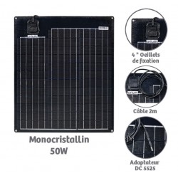 Panneau solaire semi-rigide 50W Monocristallin