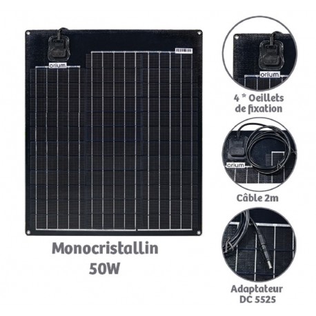 Panneau solaire semi-rigide 50W Monocristallin